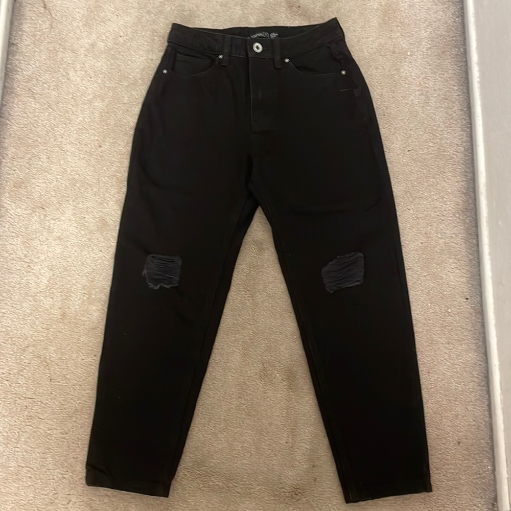Black Ripped Mom Jeans